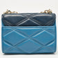 Two Tone Blue Quilted Faux Leather Small Serena Crossbody Bag