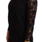 Dolce & Gabbana Elegant Black Floral Lace Long Sleeve Top