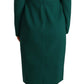 Dolce & Gabbana Emerald Green Midi Sheath Dress with Crystal Brooch