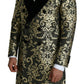 Dolce & Gabbana Gold Black Sicilia Jacquard Double-Breasted Coat