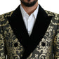 Dolce & Gabbana Gold Black Sicilia Jacquard Double-Breasted Coat