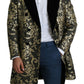 Dolce & Gabbana Gold Black Sicilia Jacquard Double-Breasted Coat