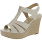 Womens Faux Leather Embossed Wedge Sandals