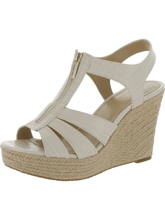 Womens Faux Leather Embossed Wedge Sandals