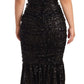 Dolce & Gabbana Elegant Black Sequined Open Shoulder Gown