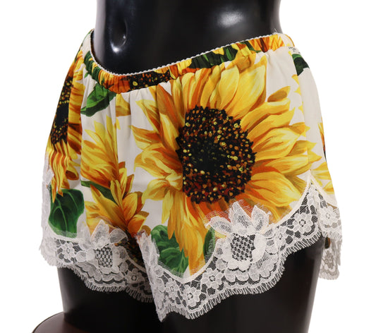 Dolce & Gabbana Sunflower Lace Lingerie Shorts - Silk Blend