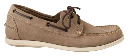 Pollini Elegant Beige Suede Moccasins for the Discerning Gentleman