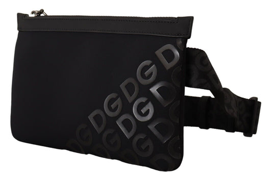 Dolce & Gabbana Sleek Black Monogram Neoprene Fanny Pack