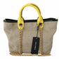 Dolce & Gabbana Beige Linen-Calf Tote with Gold Chain