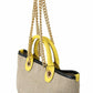 Dolce & Gabbana Beige Linen-Calf Tote with Gold Chain