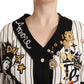 Dolce & Gabbana Elegant Striped V-Neck Blouse with Charms