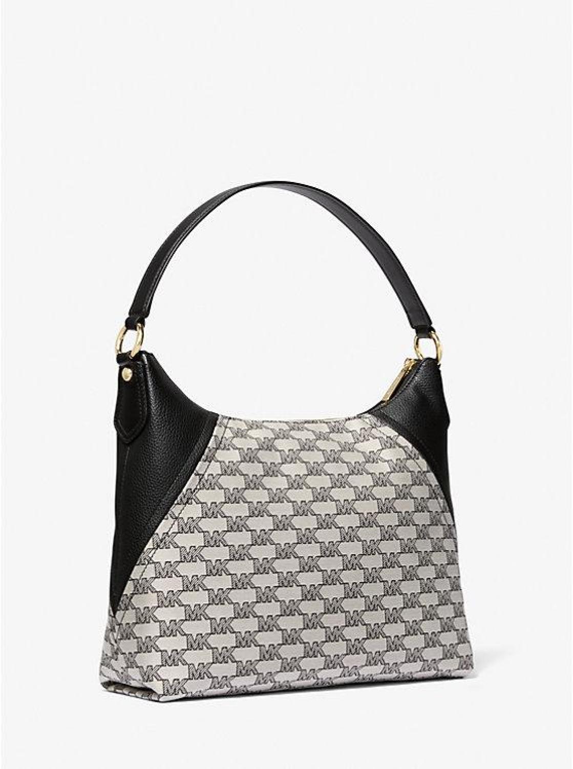 Aria Large Signature Logo Jacquard Shoulder Bag