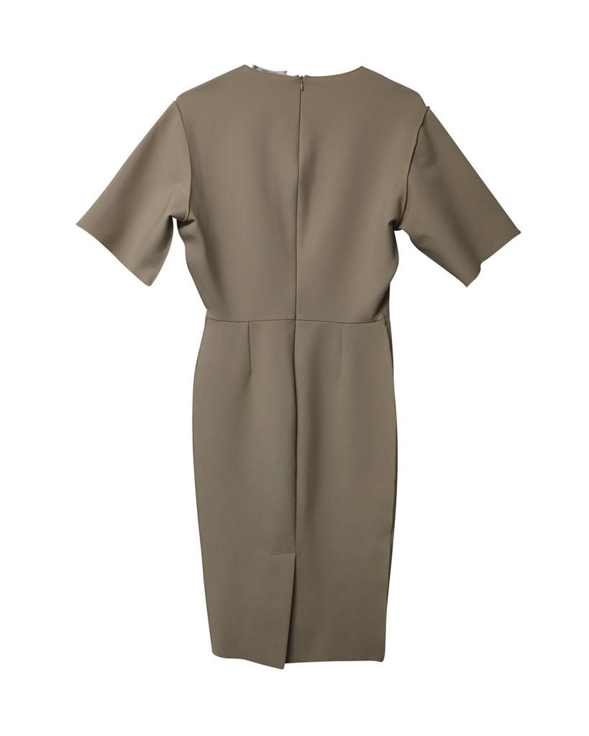 Maxmara Oversized Drop Sleeves Midi Sheath Dress in Nude Viscose