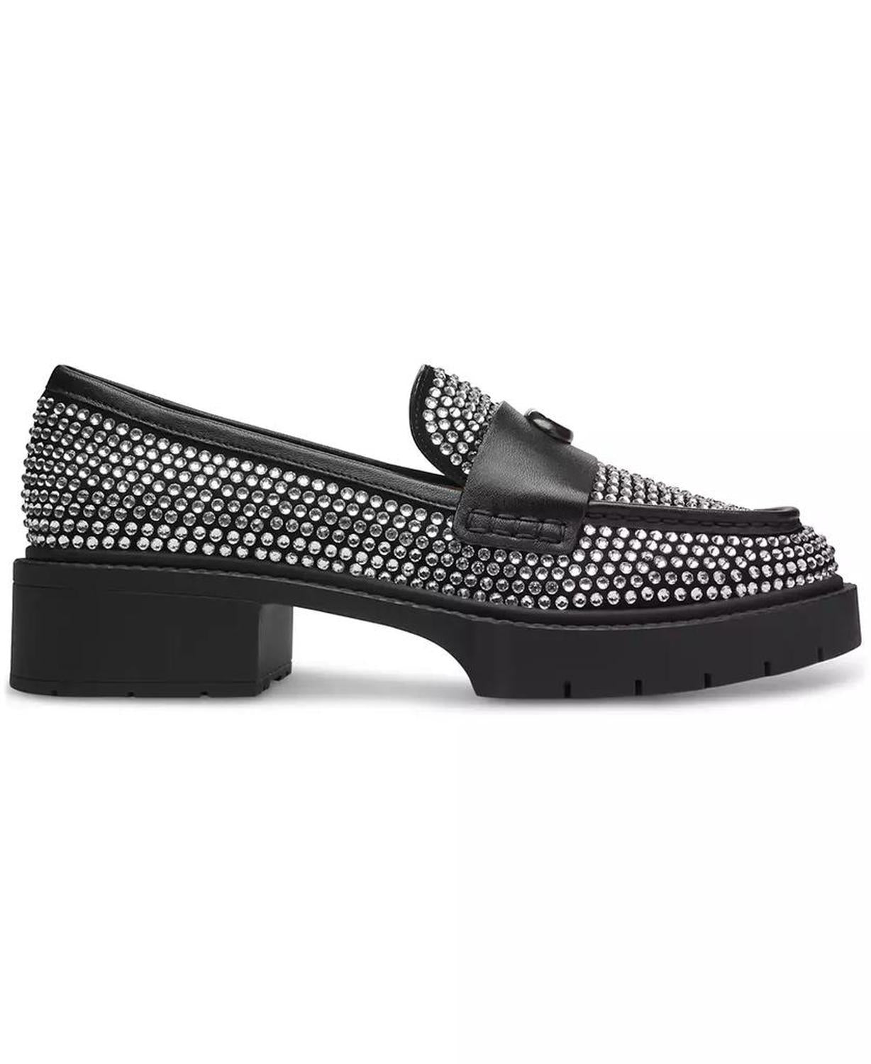 Women's Leah Crystal Platform Lug Loafer Flats