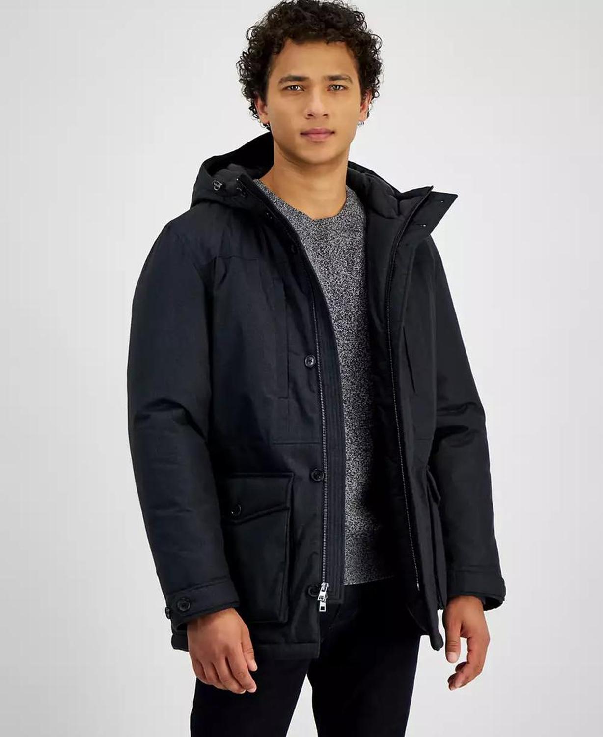 Men's Herringbone Hooded Parka