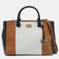 Tricolor Leather Double Zip Colorblock Tote