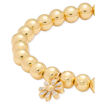 Gold-Tone Pavé Flower Beaded Stretch Bracelet