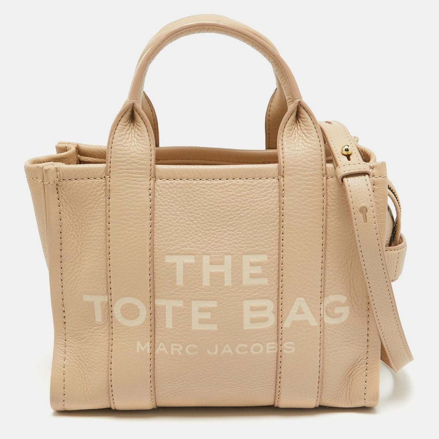 Beige Leather Small The Tote Bag