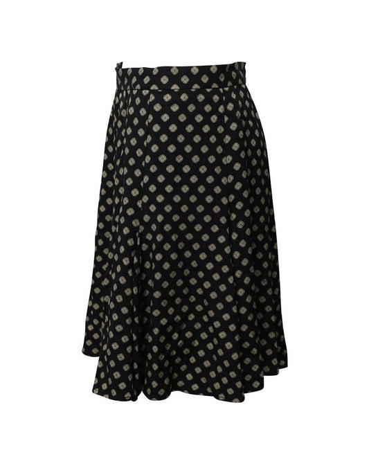 Michael Michael Kors Printed Skater Skirt in Black Viscose