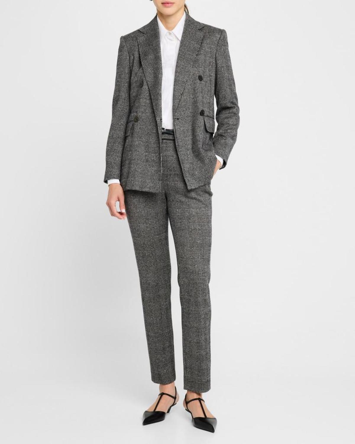 Ettore Double-Breasted Houndstooth Plaid Blazer