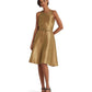 Metallic Twill Belted Cocktail Dress