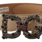 Dolce & Gabbana Vintage-Brass Logo Pearl Embellished Belt