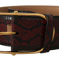 Dolce & Gabbana Elegant Red Python Leather Belt with Gold Buckle