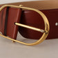 Dolce & Gabbana Elegant Maroon Leather Belt with Gold Accents