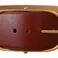 Dolce & Gabbana Elegant Maroon Leather Belt with Gold Accents