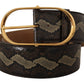 Dolce & Gabbana Elegant Snakeskin Belt with Gold Oval Buckle