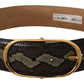 Dolce & Gabbana Elegant Snakeskin Belt with Gold Oval Buckle