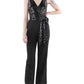 Womens Sequined Belted Jumpsuit