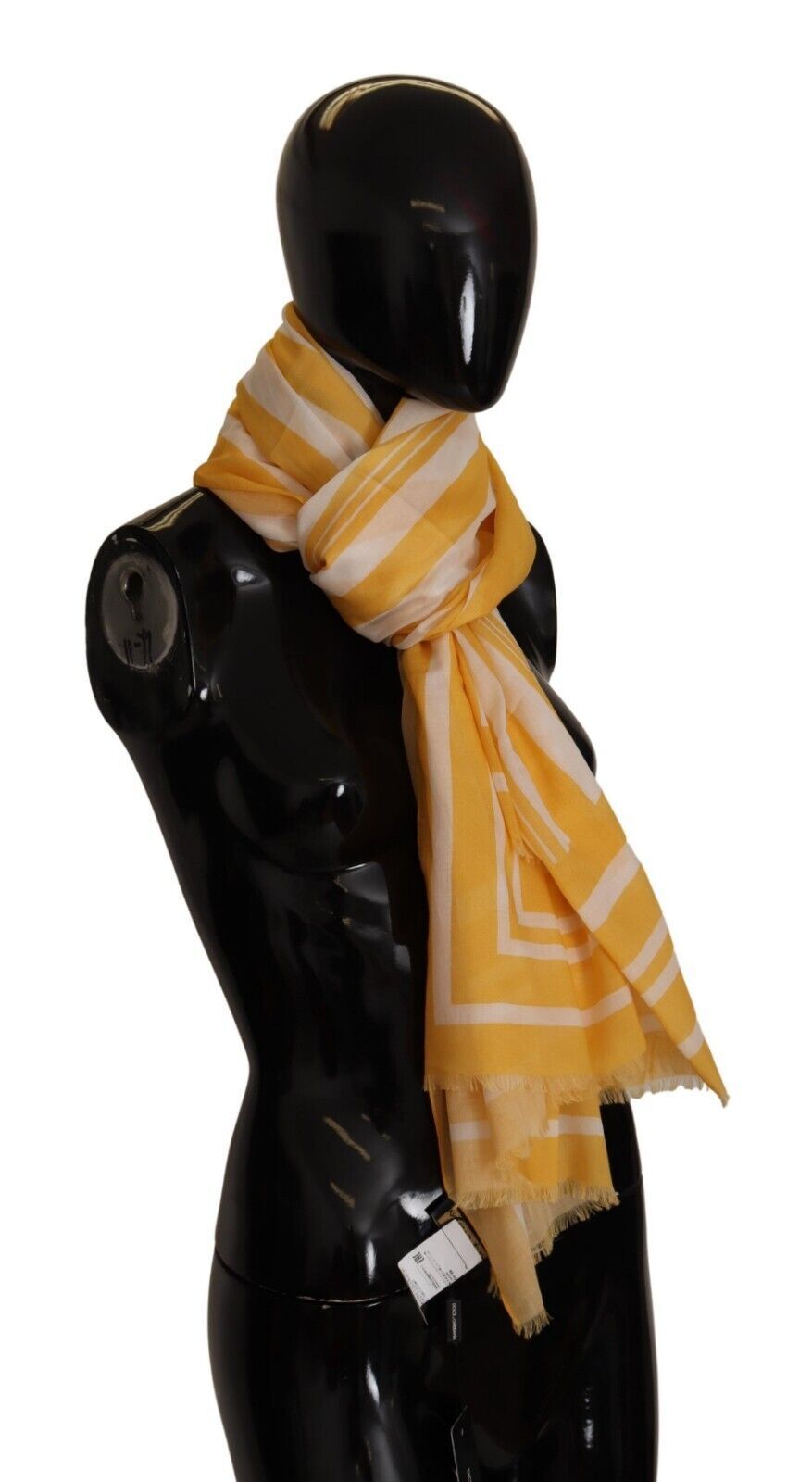 Dolce & Gabbana Elegant Striped Cotton Scarf with Logo Print