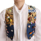 Dolce & Gabbana Multicolor Cropped Vest Top with Button Accents