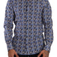 Dolce & Gabbana Slim Fit Blue Logo Cotton Shirt