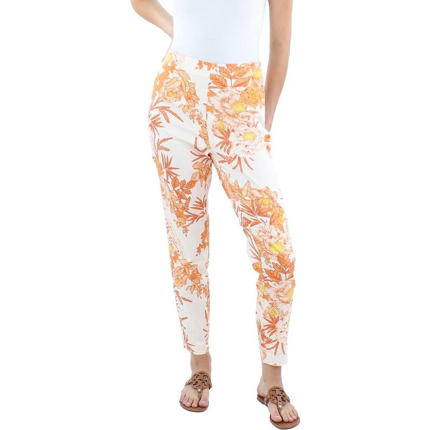 Womens High Rise Floral Print Capri Pants