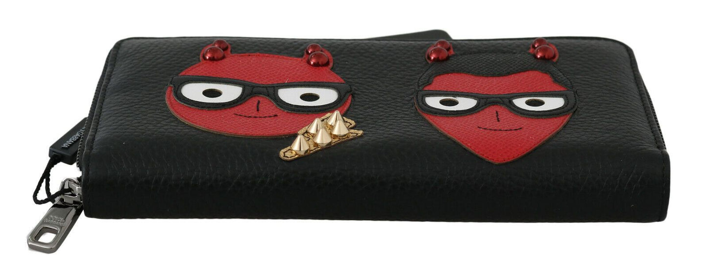 Dolce & Gabbana Chic Black and Red Leather Continental Wallet