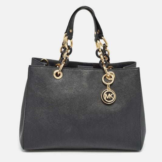 Michael Kors Black Leather Medium Cynthia Tote