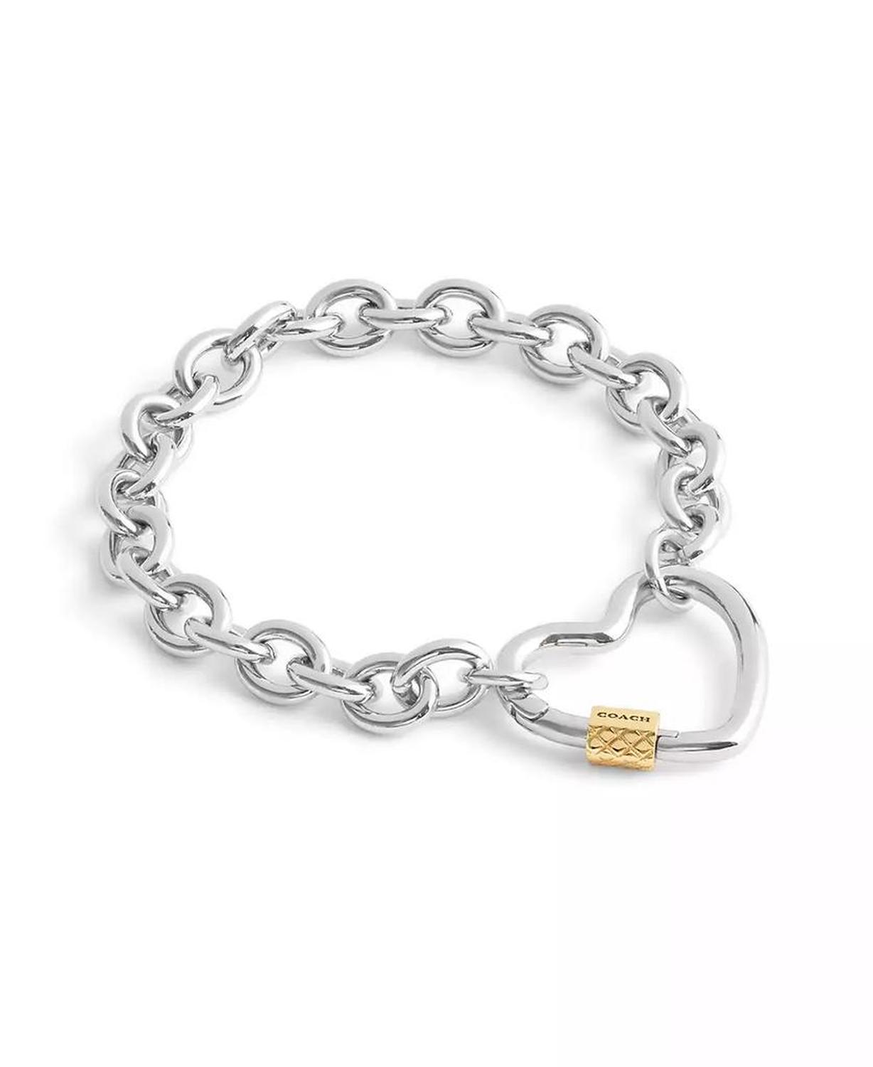 Two-Tone Signature Carabiner Heart Statement Bracelet