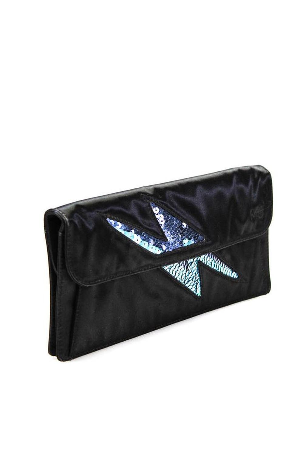 Marc Jacobs Womens Satin Sequin Lightning Bolt Clutch Bag Black