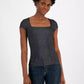 Women's Metallic Cap-Sleeve Top