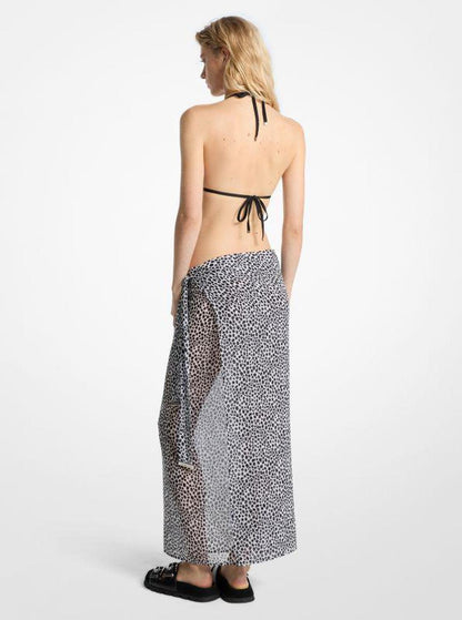 Cheetah Print Chiffon Pareo Wrap Skirt