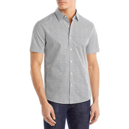 Mens Printed Cotton Button-Down Shirt