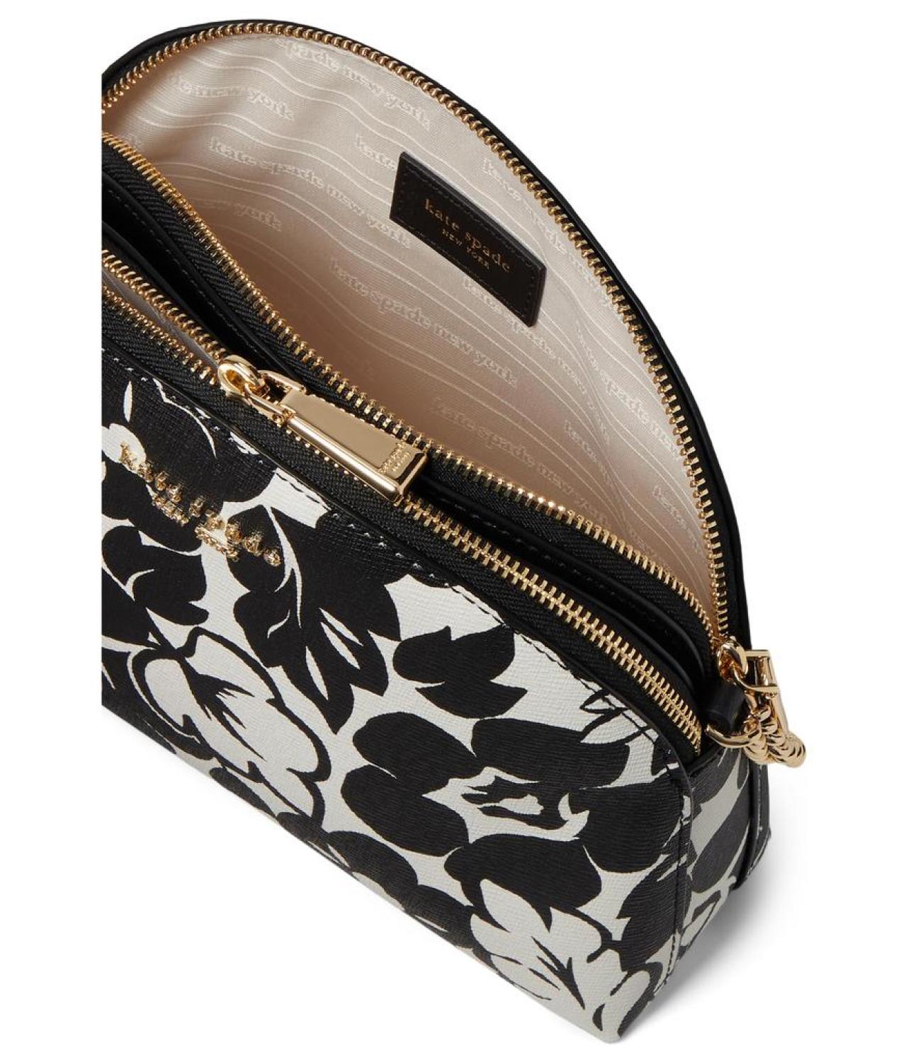 Morgan Tropical Foliage Printed Pvc Double Zip Dome Crossbody