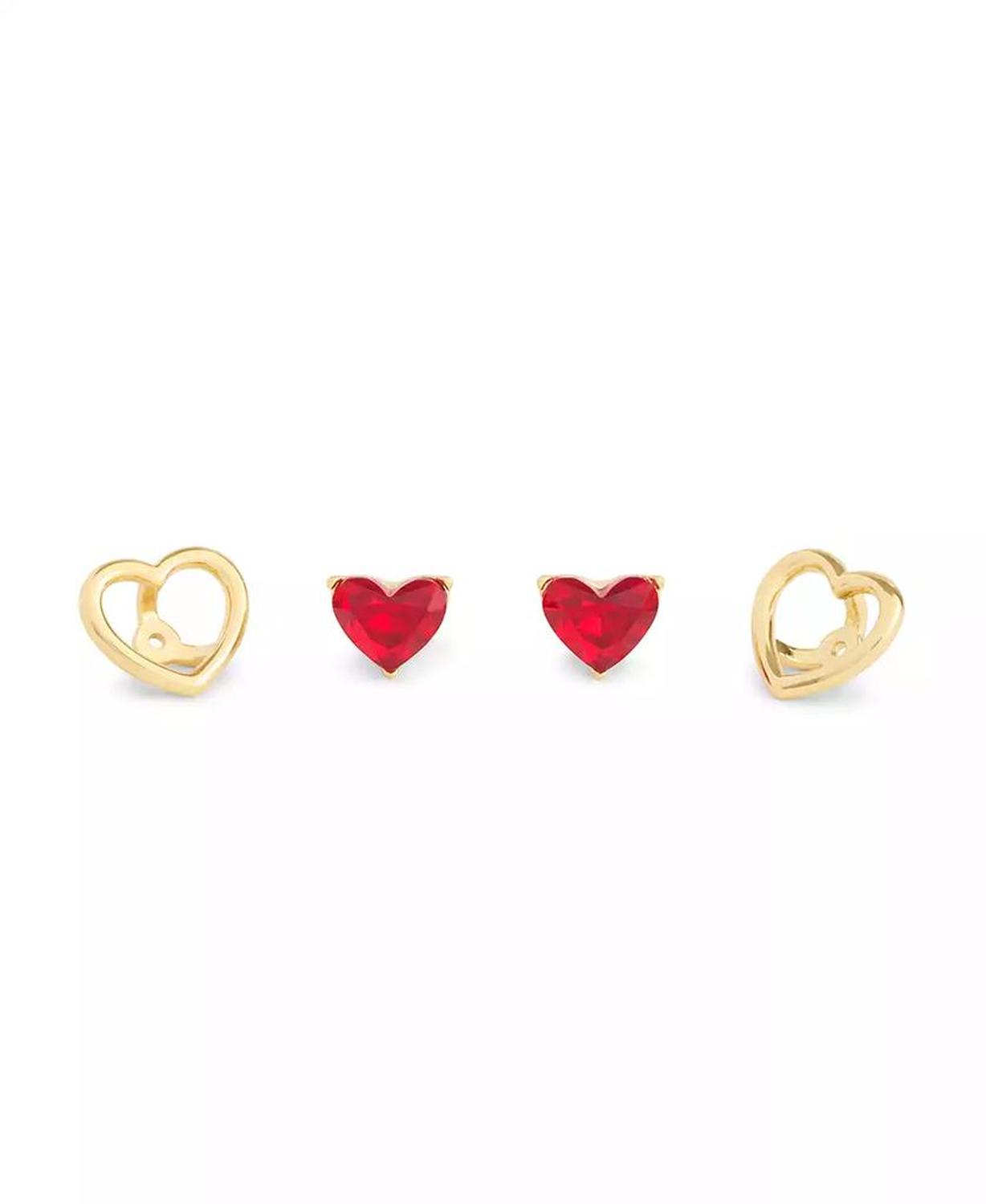 Faux Stone Halo Heart Stud Convertible Earrings