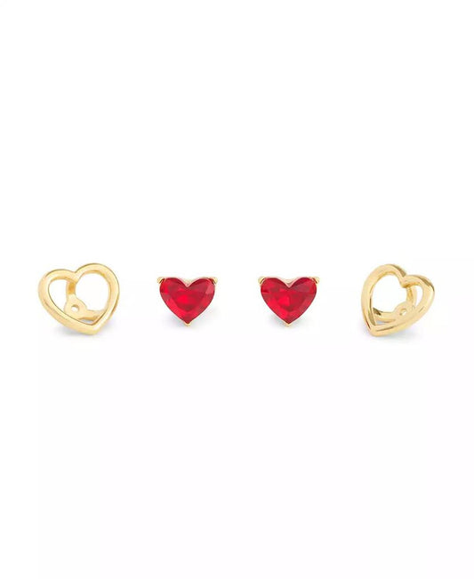 Faux Stone Halo Heart Stud Convertible Earrings