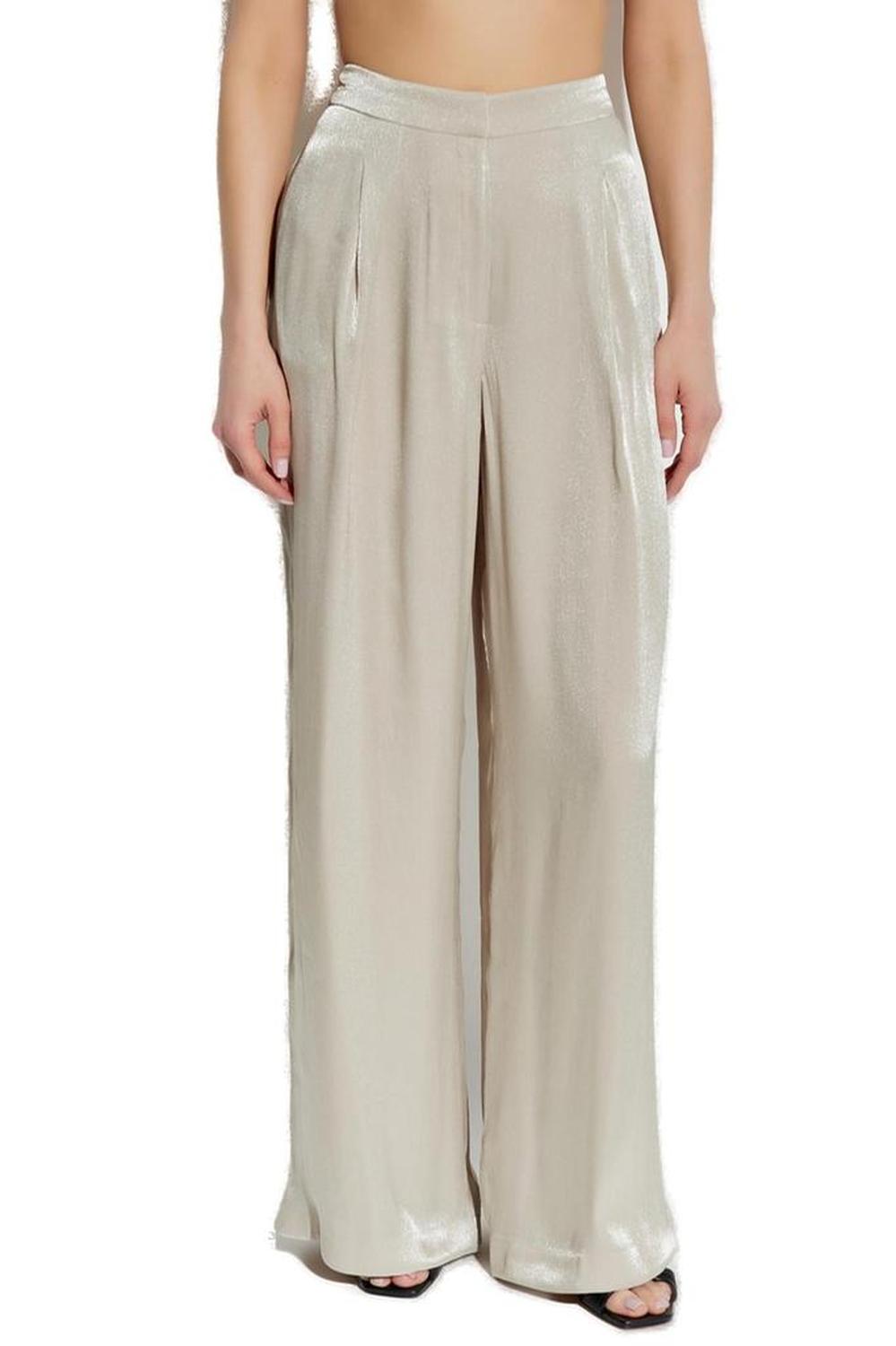 Michael Michael Kors Metallic Crinkled Wide-Leg Trousers