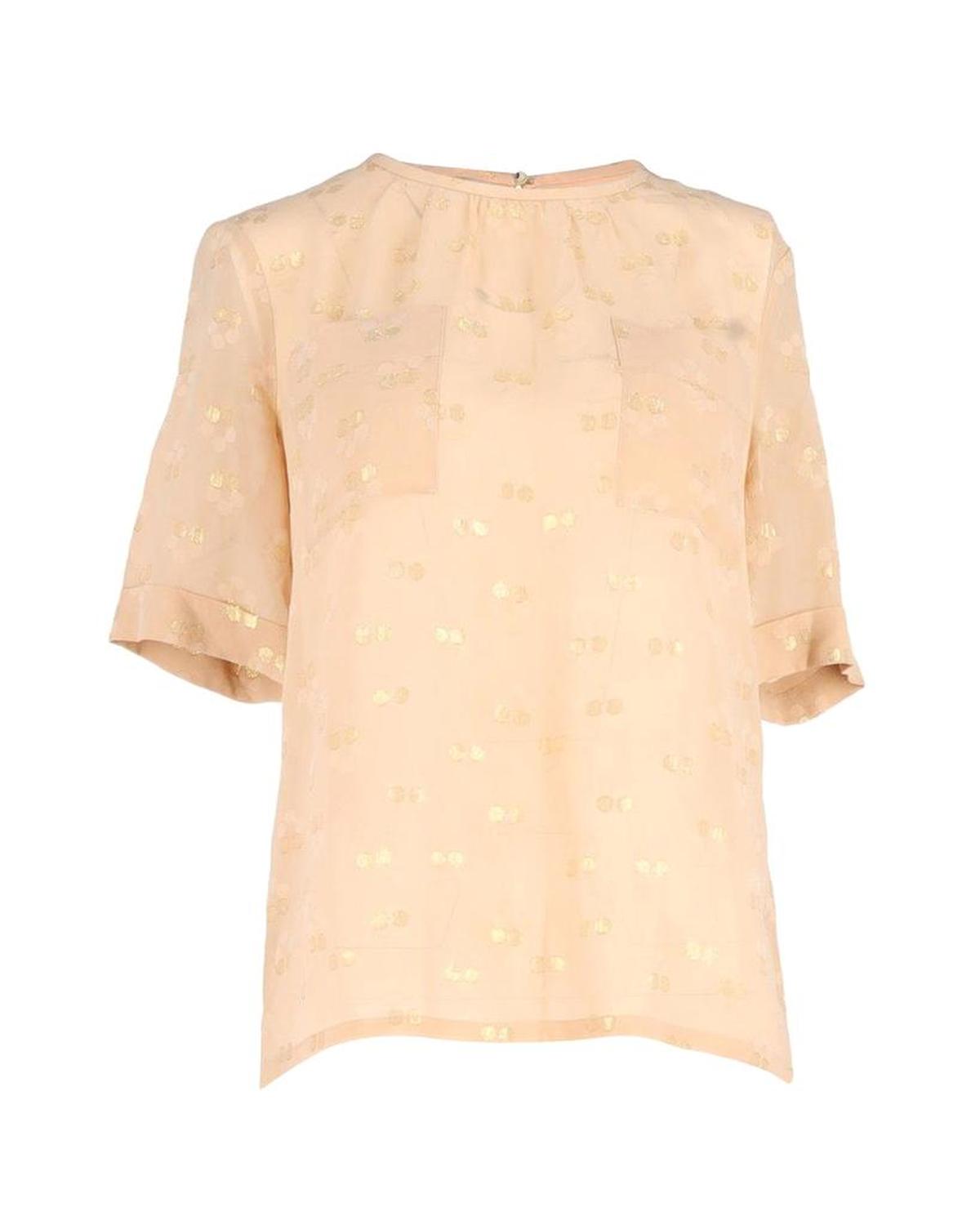 Marc by Marc Jacobs Metallic Floral Blouse in Peach Silk