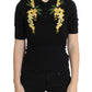 Dolce & Gabbana Elegant Black Silk Floral Polo Top