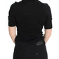 Dolce & Gabbana Elegant Black Silk Floral Polo Top